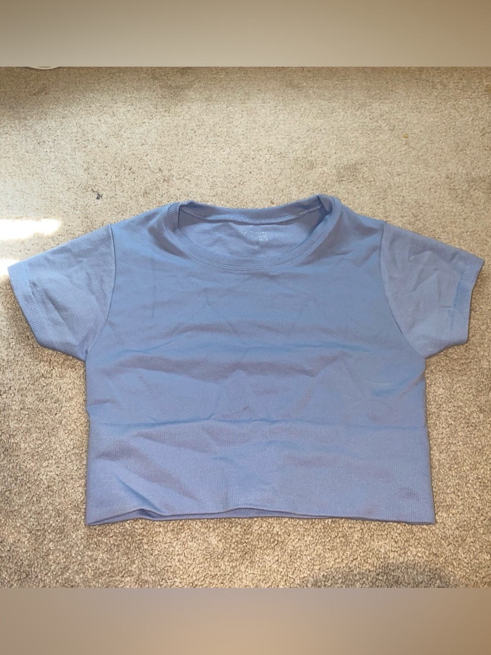 aerie Light Blue Ribbed Crop Tee